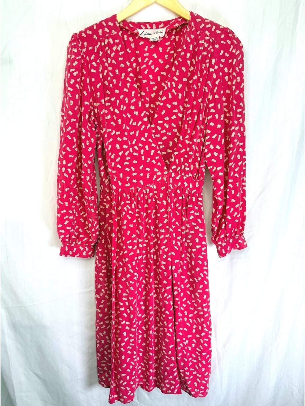 Late 80’s Vintage Lillie Rubin 100% Silk Pink True Wrap Midi Dress